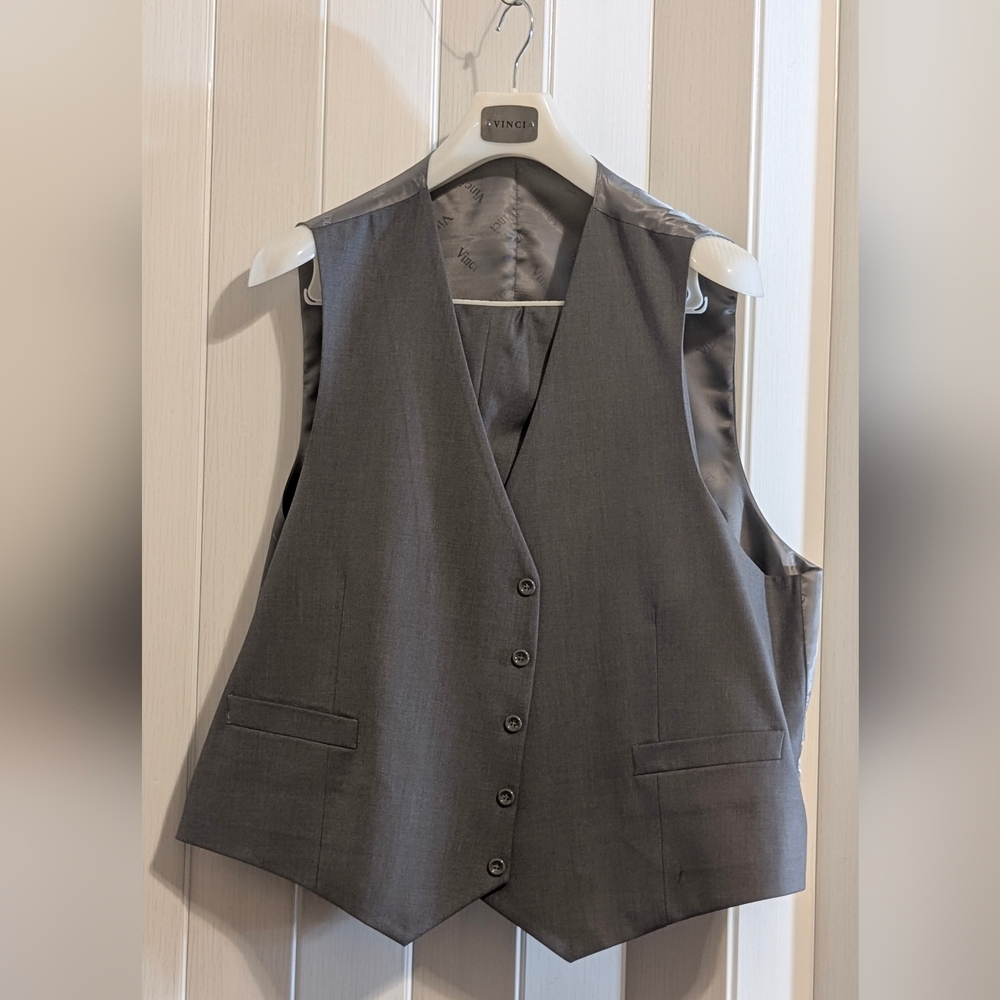 Men's Vinci 3 Piece Gray Suit Size 52R, Pants 47/30 - Picture 4 of 4